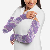 Purple Hawaii Palaka Honohono Pikake Arm Sleeves Hawaiian Orchid Lei Polynesian Pattern - Polynesian Pride