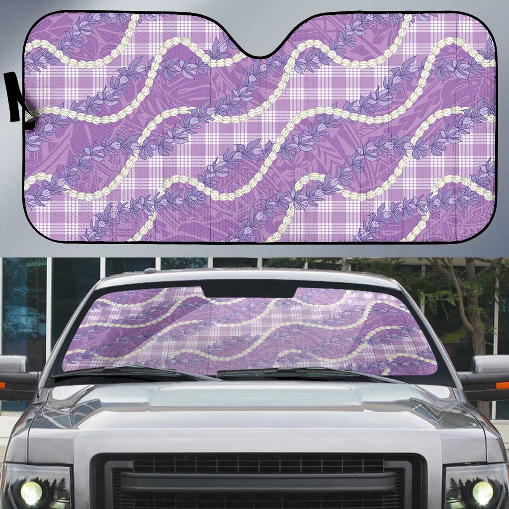 Purple Hawaii Palaka Honohono Pikake Auto Sun Shade Hawaiian Orchid Lei Polynesian Pattern - Polynesian Pride