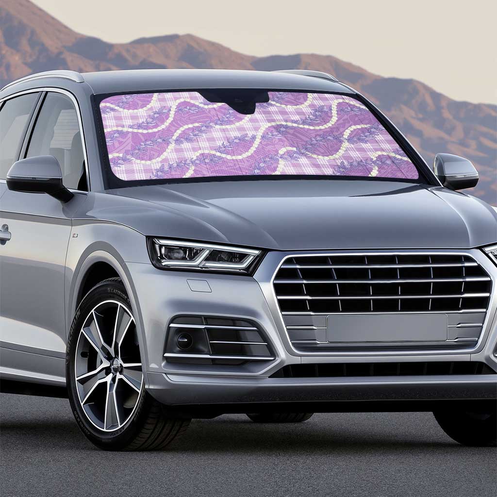 Purple Hawaii Palaka Honohono Pikake Auto Sun Shade Hawaiian Orchid Lei Polynesian Pattern - Polynesian Pride