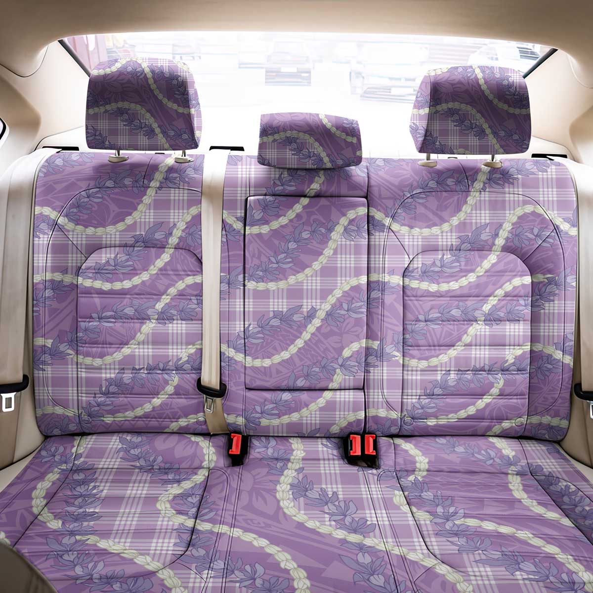 Purple Hawaii Palaka Honohono Pikake Back Car Seat Cover Hawaiian Orchid Lei Polynesian Pattern - Polynesian Pride