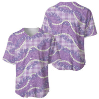 Purple Hawaii Palaka Honohono Pikake Baseball Jersey Hawaiian Orchid Lei Polynesian Pattern - Polynesian Pride
