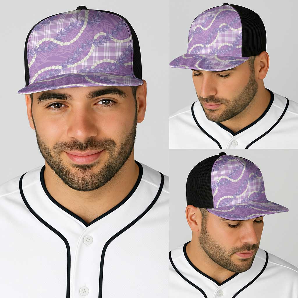 Purple Hawaii Palaka Honohono Pikake Baseball Net Cap Hawaiian Orchid Lei Polynesian Pattern - Polynesian Pride