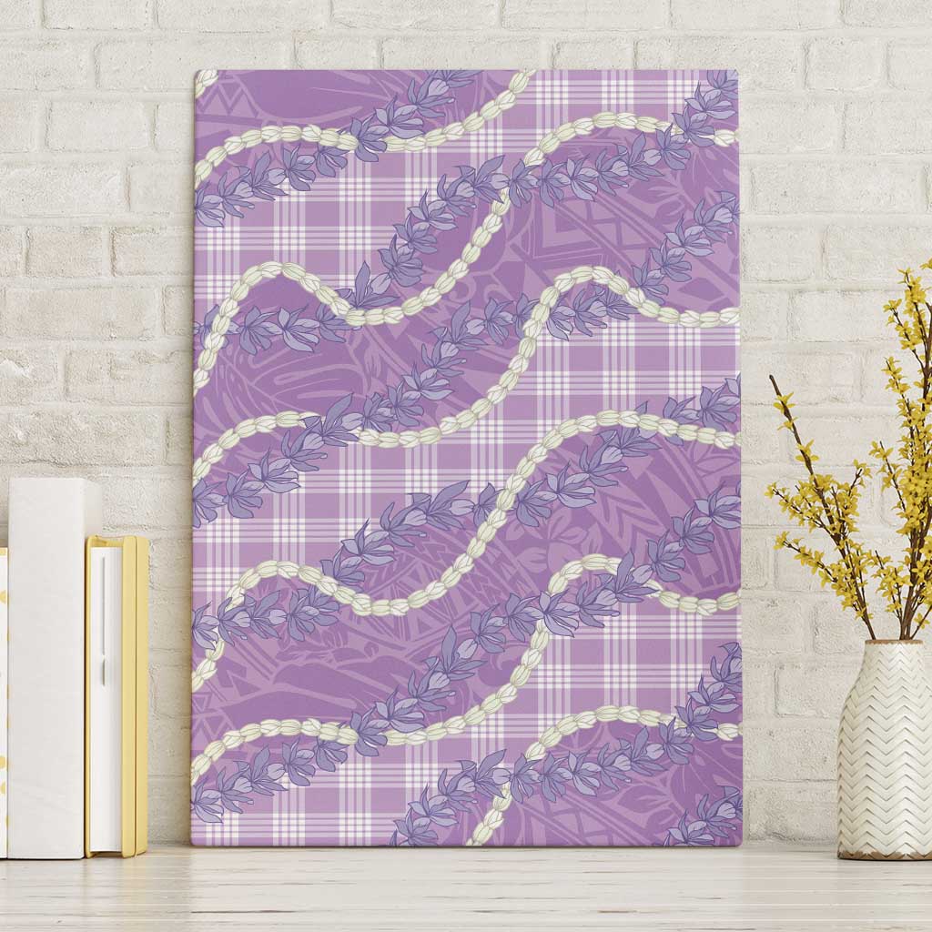 Purple Hawaii Palaka Honohono Pikake Canvas Wall Art Hawaiian Orchid Lei Polynesian Pattern - Polynesian Pride