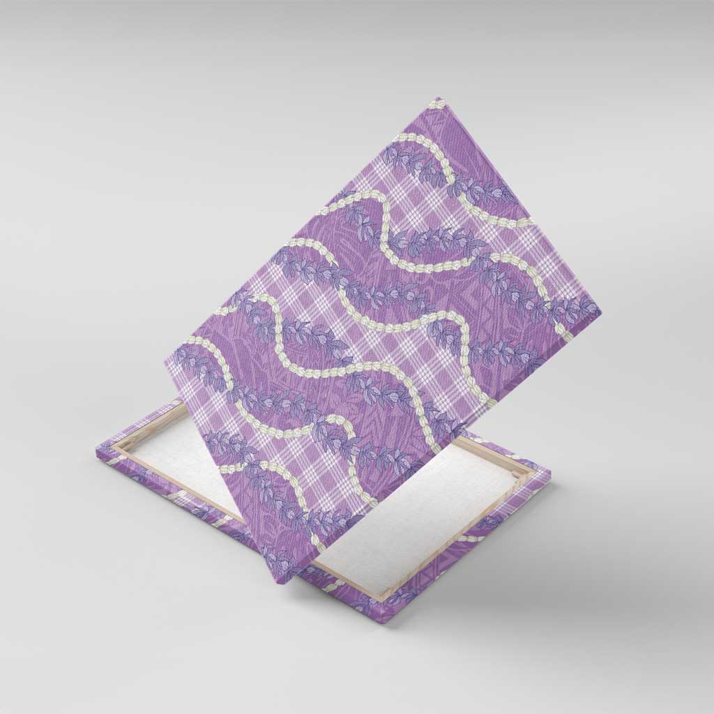 Purple Hawaii Palaka Honohono Pikake Canvas Wall Art Hawaiian Orchid Lei Polynesian Pattern - Polynesian Pride