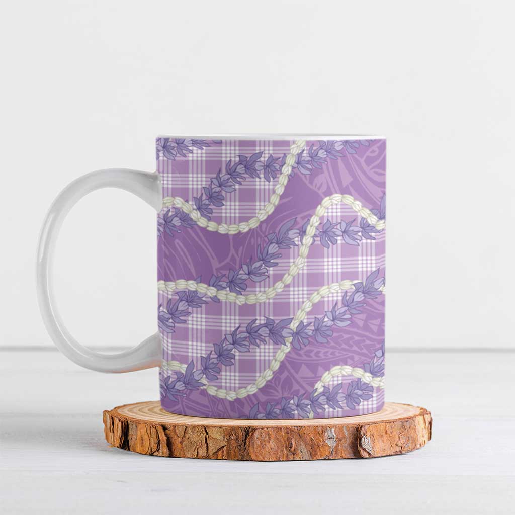 Purple Hawaii Palaka Honohono Pikake Ceramic Mug Hawaiian Orchid Lei Polynesian Pattern - Polynesian Pride