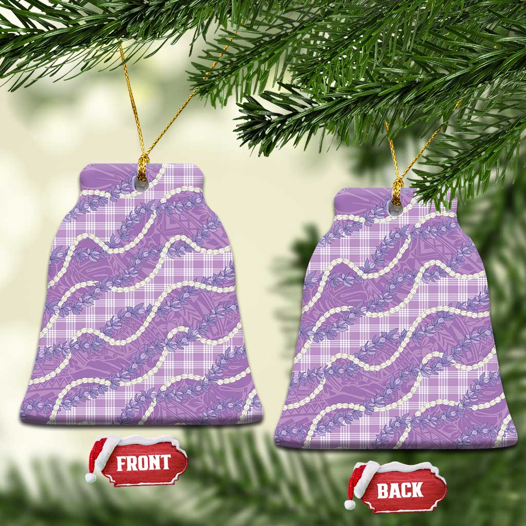 Purple Hawaii Palaka Honohono Pikake Ceramic Ornament Hawaiian Orchid Lei Polynesian Pattern - Polynesian Pride