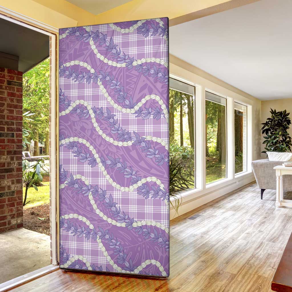 Purple Hawaii Palaka Honohono Pikake Door Cover Hawaiian Orchid Lei Polynesian Pattern - Polynesian Pride