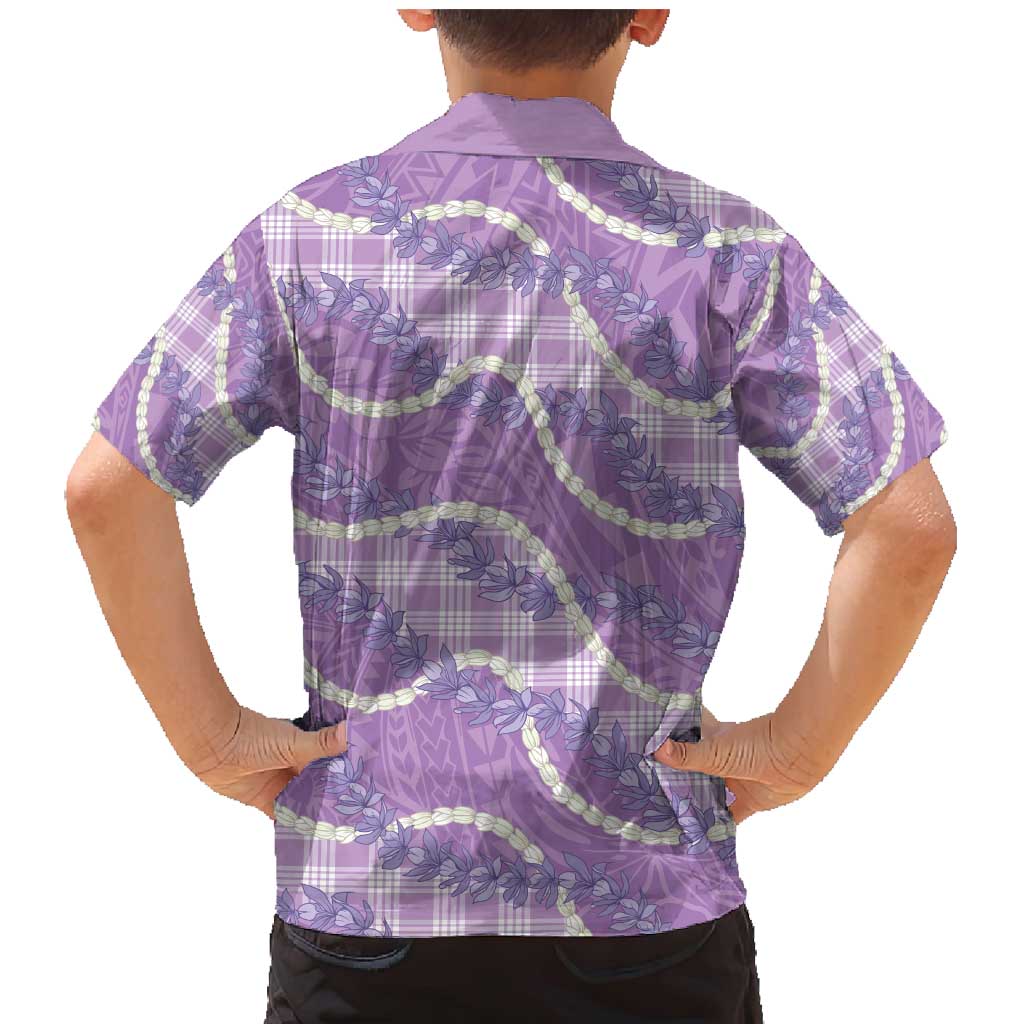 Purple Hawaii Palaka Honohono Pikake Family Matching Mermaid Dress and Hawaiian Shirt Hawaiian Orchid Lei Polynesian Pattern - Polynesian Pride