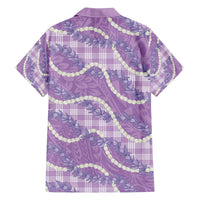 Purple Hawaii Palaka Honohono Pikake Family Matching Off The Shoulder Long Sleeve Dress and Hawaiian Shirt Hawaiian Orchid Lei Polynesian Pattern - Polynesian Pride
