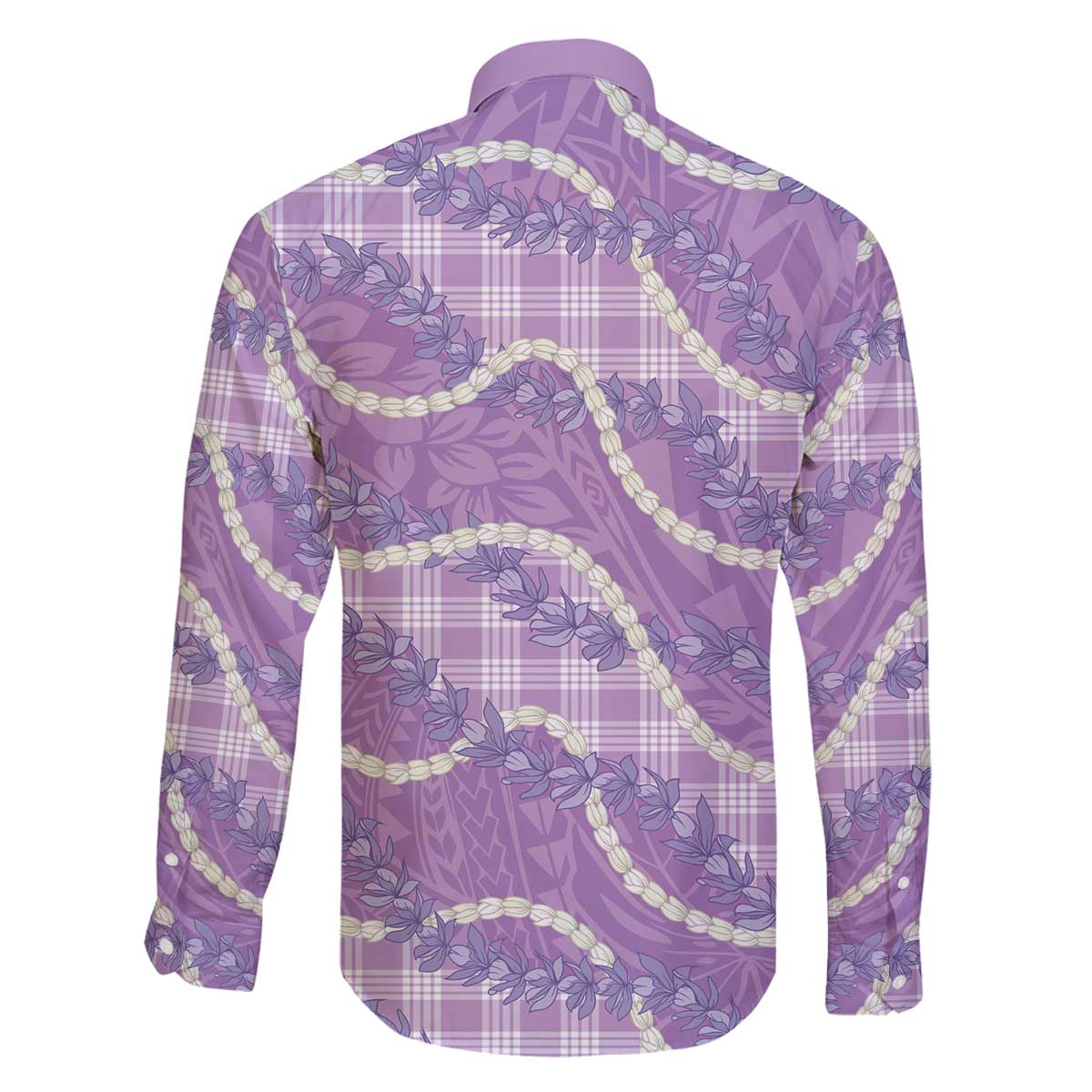 Purple Hawaii Palaka Honohono Pikake Family Matching Off The Shoulder Long Sleeve Dress and Hawaiian Shirt Hawaiian Orchid Lei Polynesian Pattern - Polynesian Pride