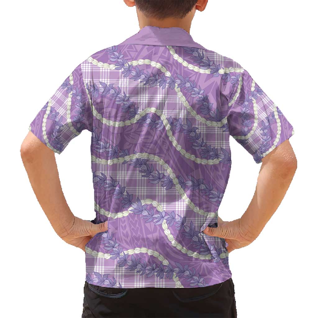 Purple Hawaii Palaka Honohono Pikake Family Matching Off Shoulder Maxi Dress and Hawaiian Shirt Hawaiian Orchid Lei Polynesian Pattern - Polynesian Pride