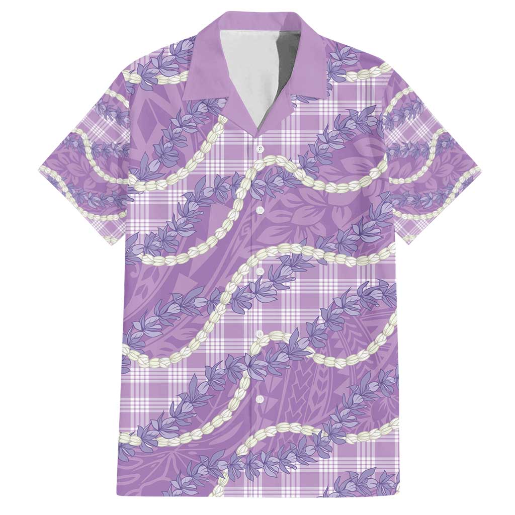 Purple Hawaii Palaka Honohono Pikake Family Matching Off Shoulder Maxi Dress and Hawaiian Shirt Hawaiian Orchid Lei Polynesian Pattern - Polynesian Pride
