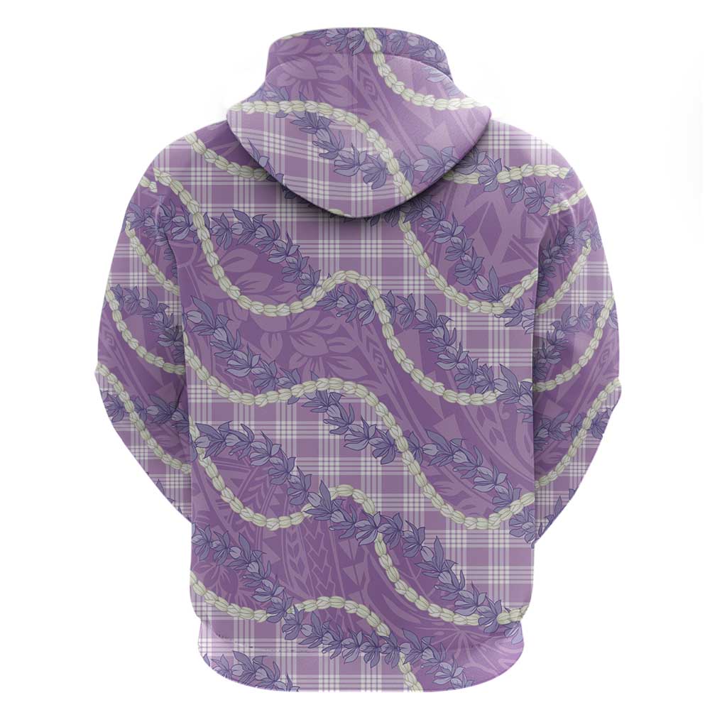 Purple Hawaii Palaka Honohono Pikake Hoodie Hawaiian Orchid Lei Polynesian Pattern - Polynesian Pride
