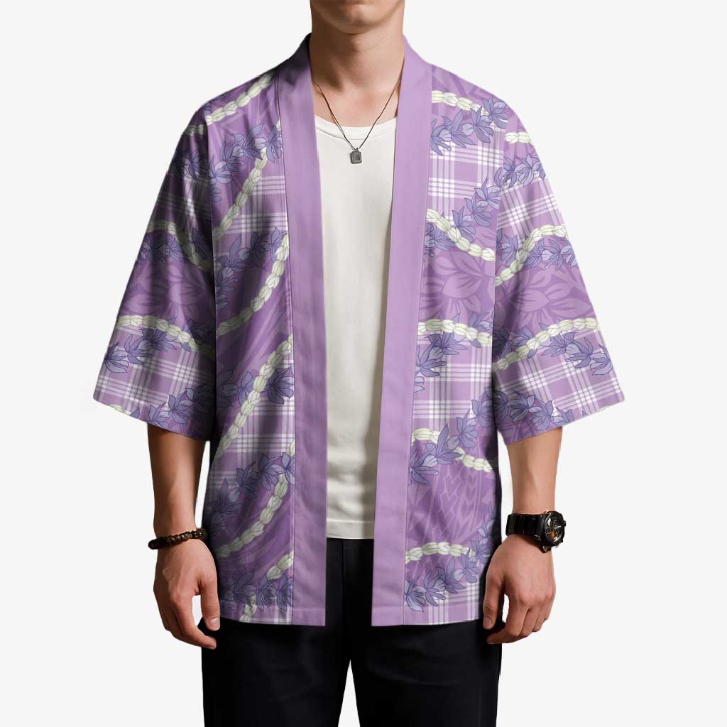 Purple Hawaii Palaka Honohono Pikake Kimono Hawaiian Orchid Lei Polynesian Pattern - Polynesian Pride