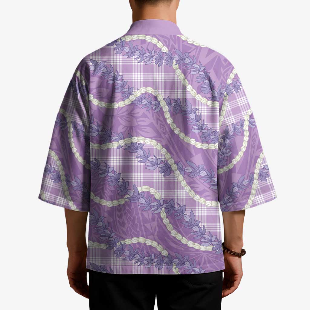 Purple Hawaii Palaka Honohono Pikake Kimono Hawaiian Orchid Lei Polynesian Pattern - Polynesian Pride