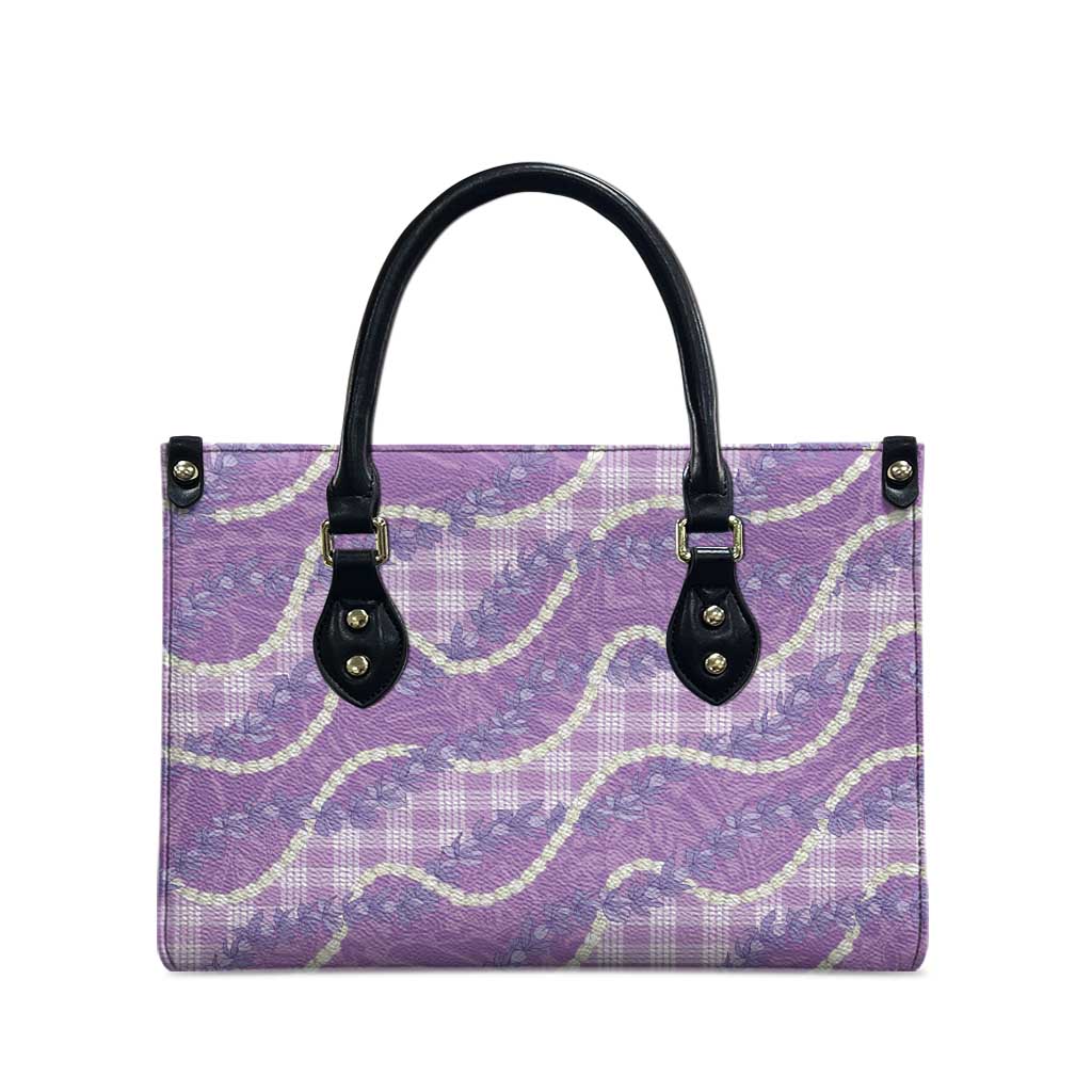 Purple Hawaii Palaka Honohono Pikake Leather Bag Hawaiian Orchid Lei Polynesian Pattern - Polynesian Pride