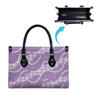 Purple Hawaii Palaka Honohono Pikake Leather Bag Hawaiian Orchid Lei Polynesian Pattern - Polynesian Pride