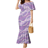 Purple Hawaii Palaka Honohono Pikake Mermaid Dress Hawaiian Orchid Lei Polynesian Pattern - Polynesian Pride