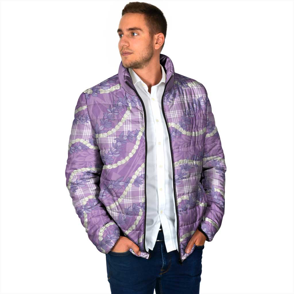 Purple Hawaii Palaka Honohono Pikake Padded Jacket Hawaiian Orchid Lei Polynesian Pattern - Polynesian Pride