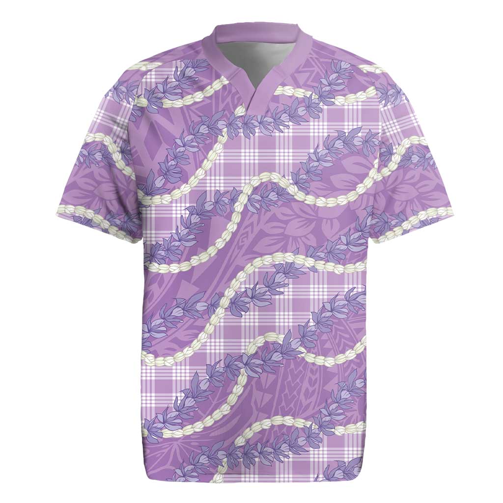 Purple Hawaii Palaka Honohono Pikake Rugby Jersey Hawaiian Orchid Lei Polynesian Pattern - Polynesian Pride