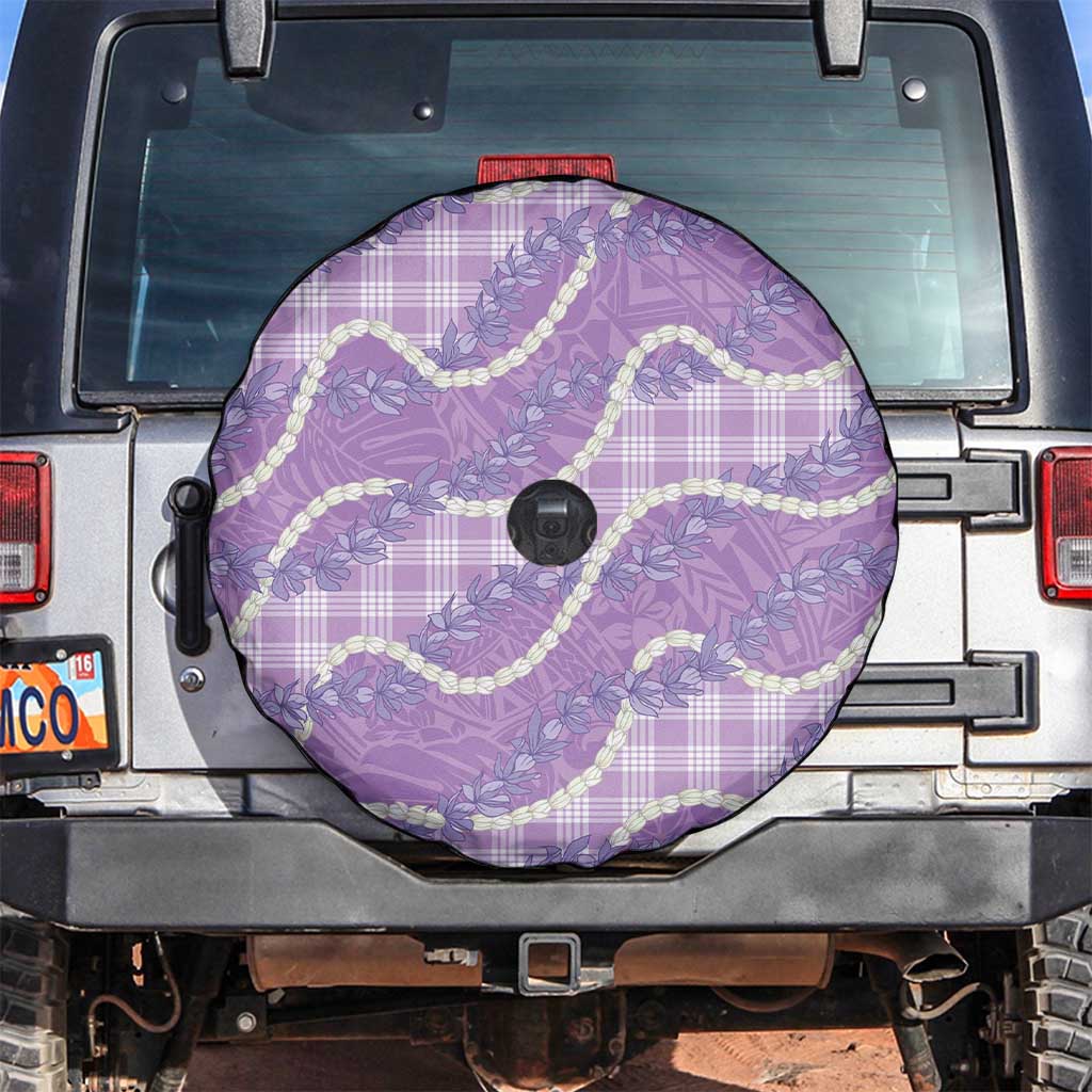 Purple Hawaii Palaka Honohono Pikake Spare Tire Cover Hawaiian Orchid Lei Polynesian Pattern - Polynesian Pride