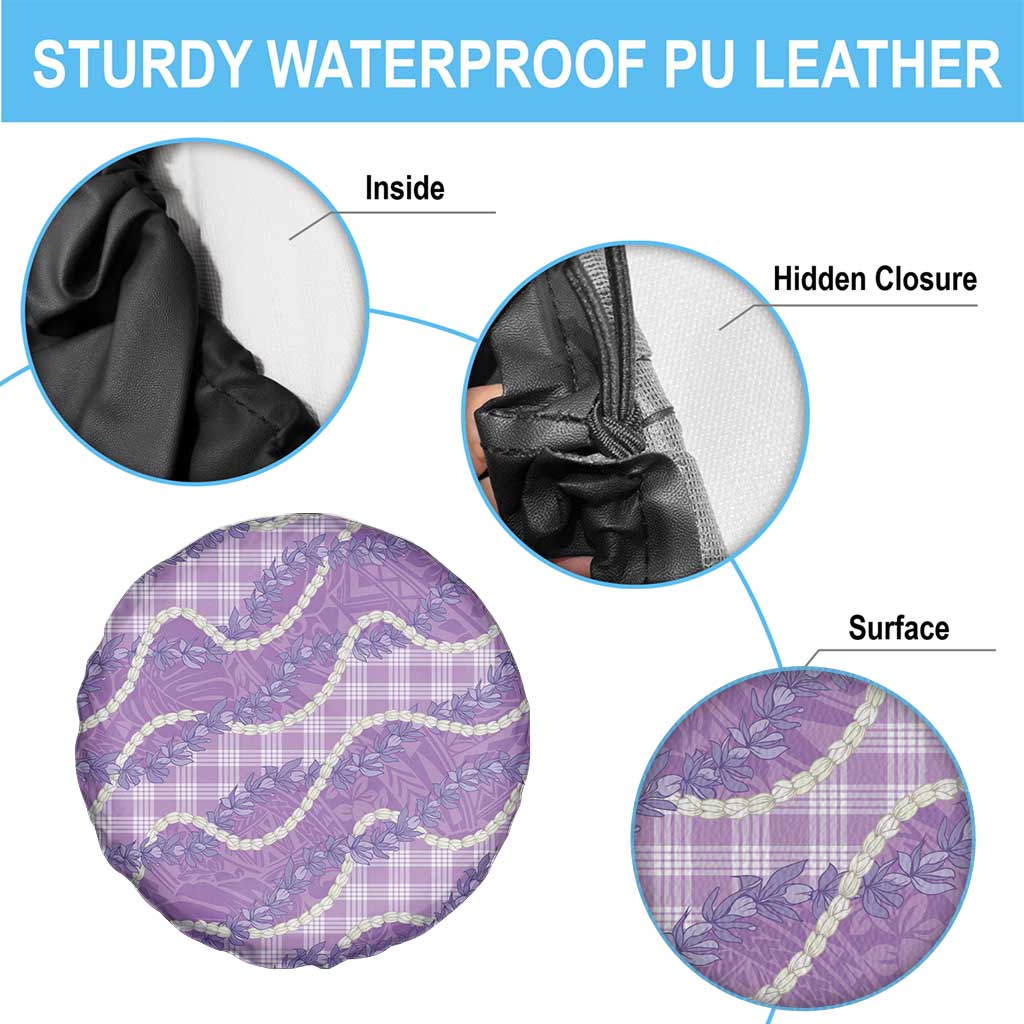 Purple Hawaii Palaka Honohono Pikake Spare Tire Cover Hawaiian Orchid Lei Polynesian Pattern - Polynesian Pride