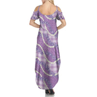 Purple Hawaii Palaka Honohono Pikake Summer Maxi Dress Hawaiian Orchid Lei Polynesian Pattern - Polynesian Pride
