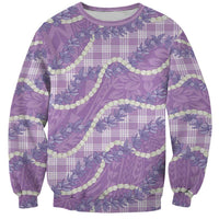 Purple Hawaii Palaka Honohono Pikake Sweatshirt Hawaiian Orchid Lei Polynesian Pattern - Polynesian Pride