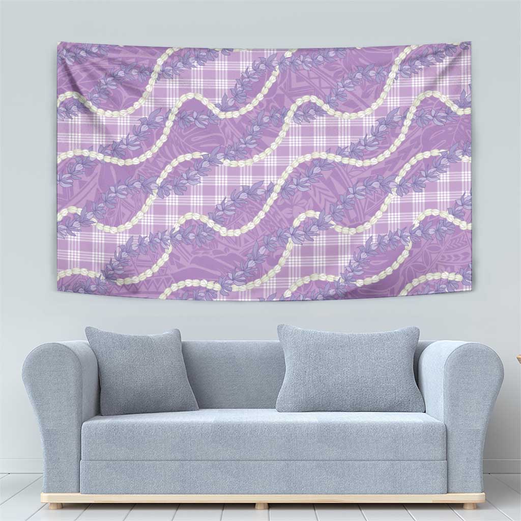 Purple Hawaii Palaka Honohono Pikake Tapestry Hawaiian Orchid Lei Polynesian Pattern - Polynesian Pride