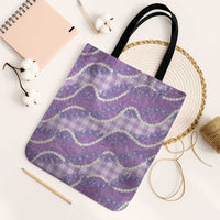 Purple Hawaii Palaka Honohono Pikake Tote Bag Hawaiian Orchid Lei Polynesian Pattern - Polynesian Pride