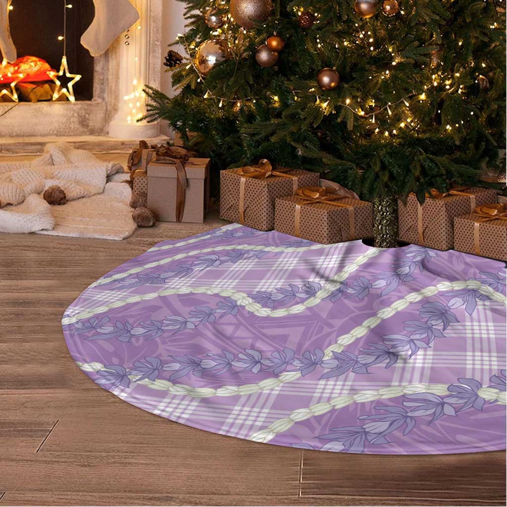 Purple Hawaii Palaka Honohono Pikake Tree Skirt Hawaiian Orchid Lei Polynesian Pattern - Polynesian Pride