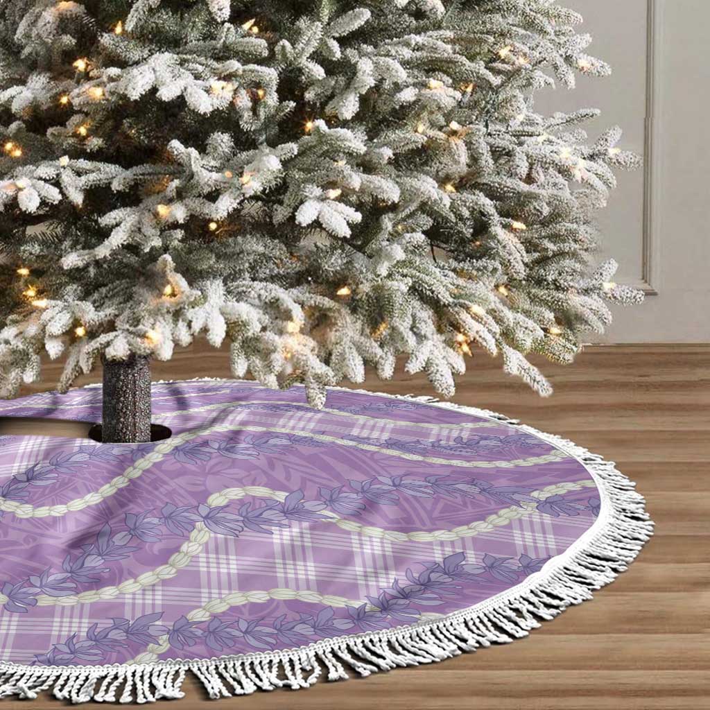Purple Hawaii Palaka Honohono Pikake Tree Skirt Hawaiian Orchid Lei Polynesian Pattern - Polynesian Pride