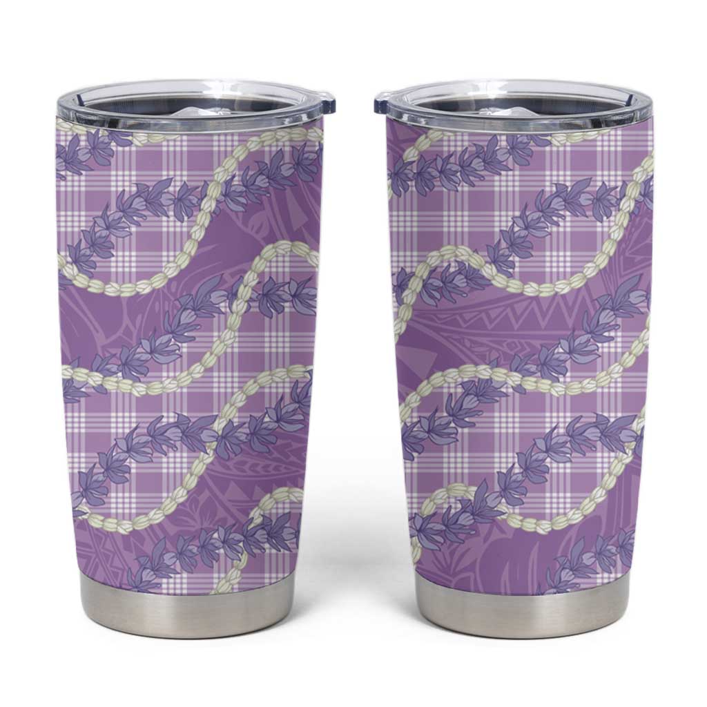 Purple Hawaii Palaka Honohono Pikake Tumbler Cup Hawaiian Orchid Lei Polynesian Pattern - Polynesian Pride