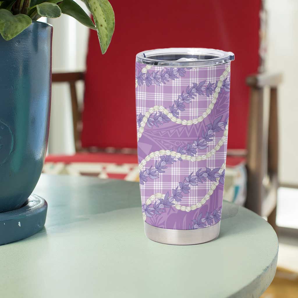Purple Hawaii Palaka Honohono Pikake Tumbler Cup Hawaiian Orchid Lei Polynesian Pattern - Polynesian Pride