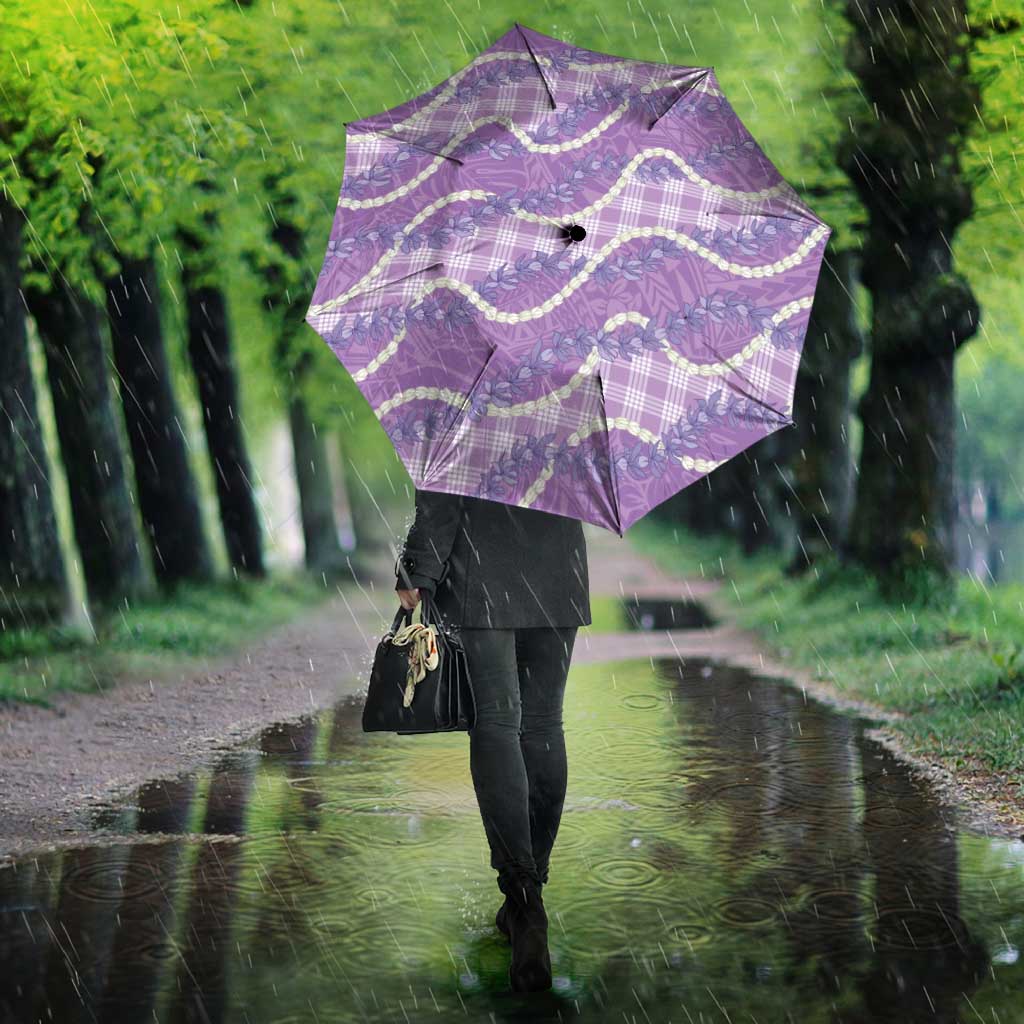 Purple Hawaii Palaka Honohono Pikake Umbrella Hawaiian Orchid Lei Polynesian Pattern - Polynesian Pride
