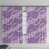Purple Hawaii Palaka Honohono Pikake Window Curtain Hawaiian Orchid Lei Polynesian Pattern - Polynesian Pride