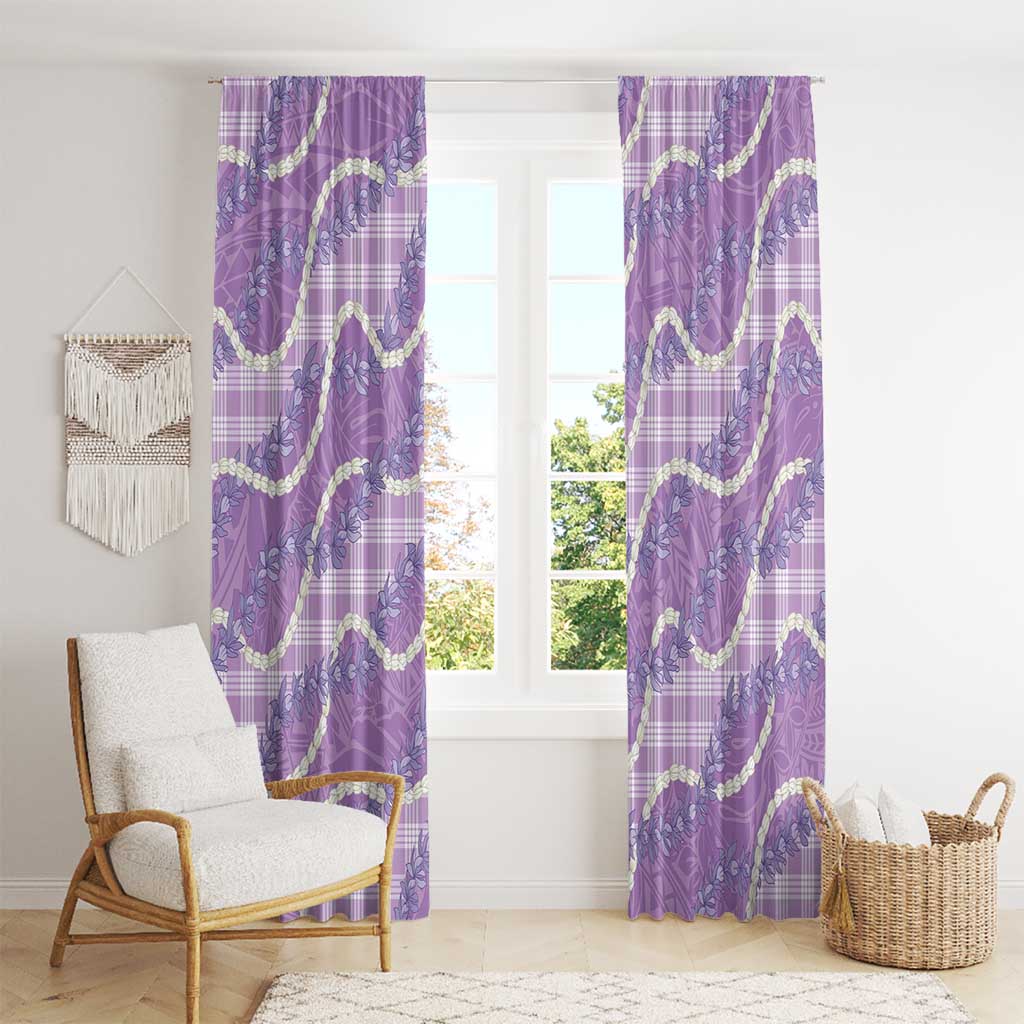 Purple Hawaii Palaka Honohono Pikake Window Curtain Hawaiian Orchid Lei Polynesian Pattern - Polynesian Pride