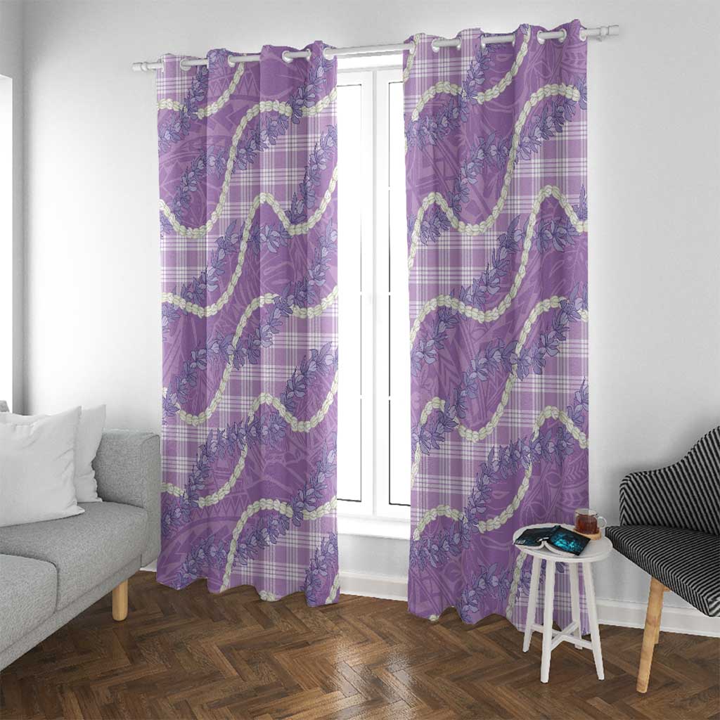 Purple Hawaii Palaka Honohono Pikake Window Curtain Hawaiian Orchid Lei Polynesian Pattern - Polynesian Pride