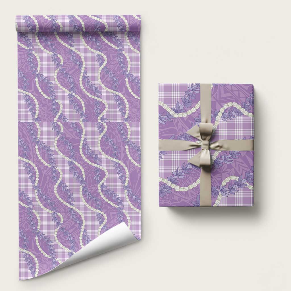 Purple Hawaii Palaka Honohono Pikake Wrapping Paper Hawaiian Orchid Lei Polynesian Pattern - Polynesian Pride