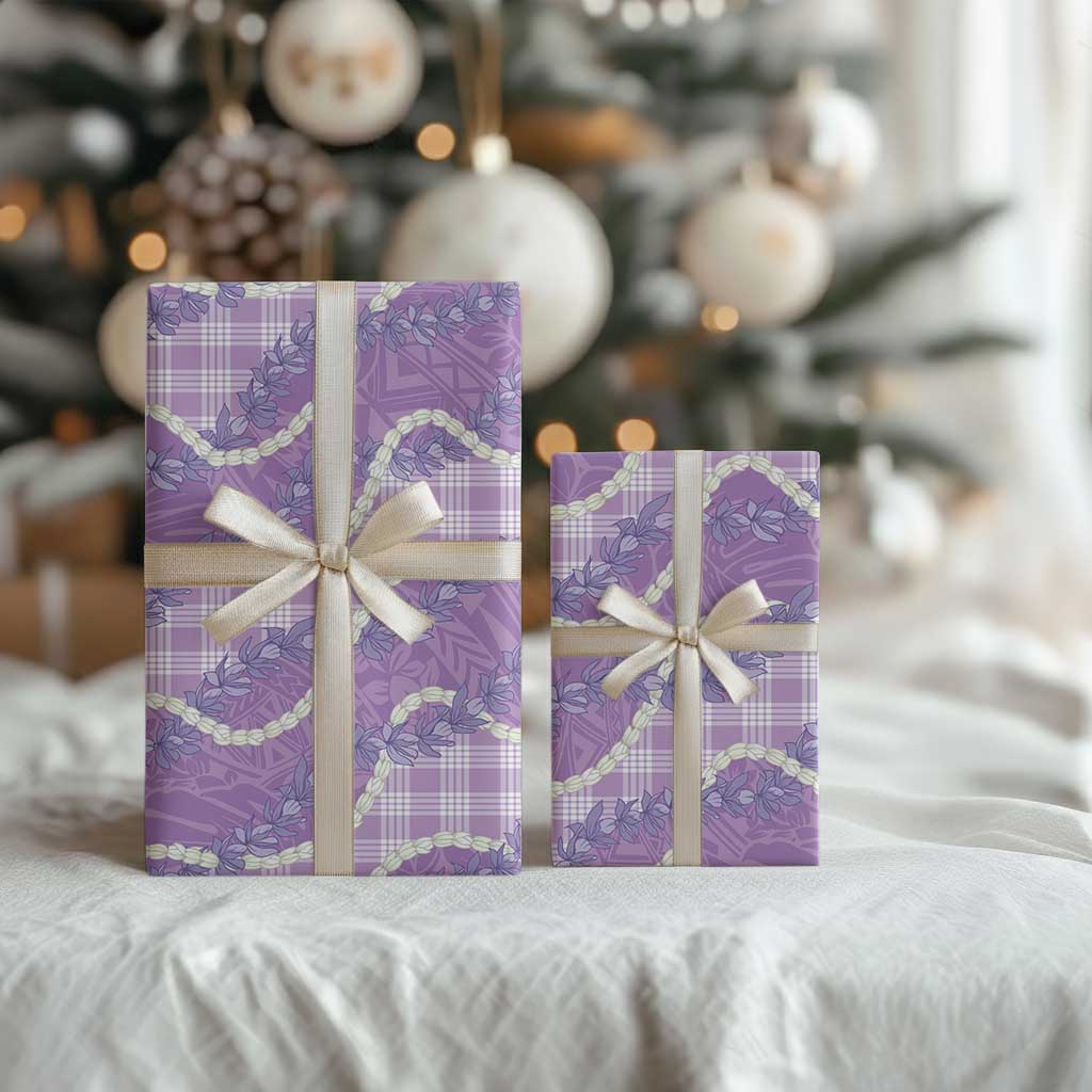Purple Hawaii Palaka Honohono Pikake Wrapping Paper Hawaiian Orchid Lei Polynesian Pattern - Polynesian Pride