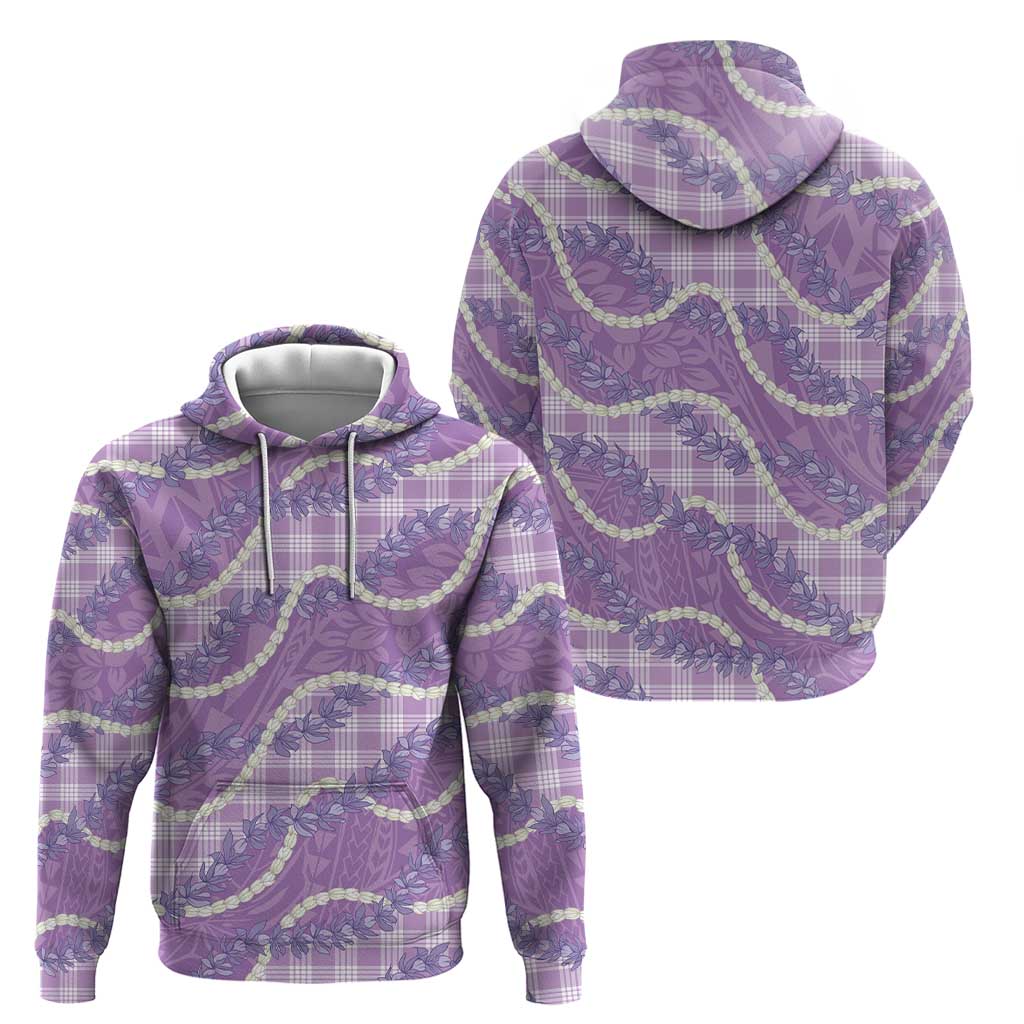 Purple Hawaii Palaka Honohono Pikake Zip Hoodie Hawaiian Orchid Lei Polynesian Pattern - Polynesian Pride
