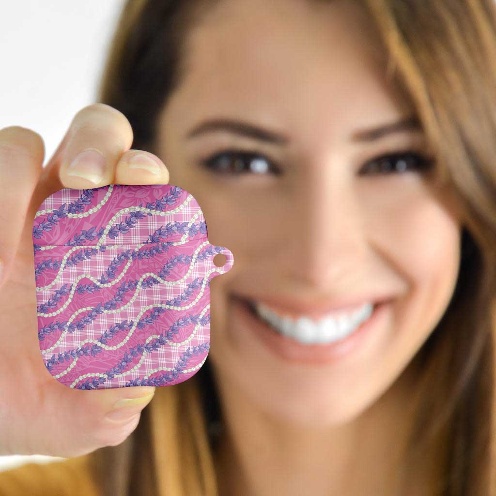Pink Hawaii Palaka Honohono Pikake AirPods Case Hawaiian Orchid Lei Polynesian Pattern - Polynesian Pride