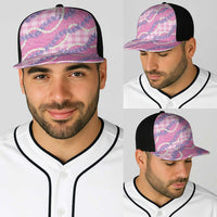 Pink Hawaii Palaka Honohono Pikake Baseball Net Cap Hawaiian Orchid Lei Polynesian Pattern - Polynesian Pride