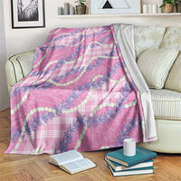 Pink Hawaii Palaka Honohono Pikake Blanket Hawaiian Orchid Lei Polynesian Pattern - Polynesian Pride