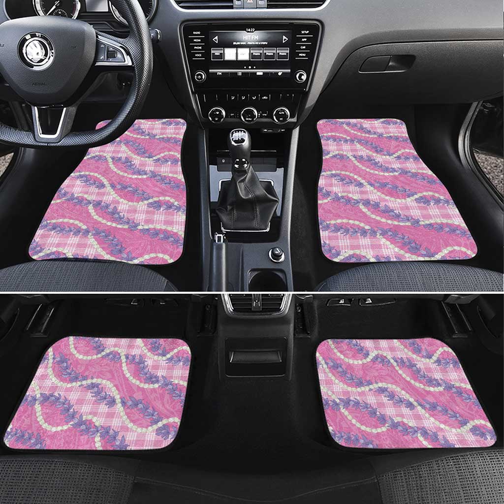 Pink Hawaii Palaka Honohono Pikake Car Mats Hawaiian Orchid Lei Polynesian Pattern - Polynesian Pride