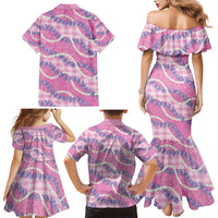 Pink Hawaii Palaka Honohono Pikake Family Matching Mermaid Dress and Hawaiian Shirt Hawaiian Orchid Lei Polynesian Pattern - Polynesian Pride