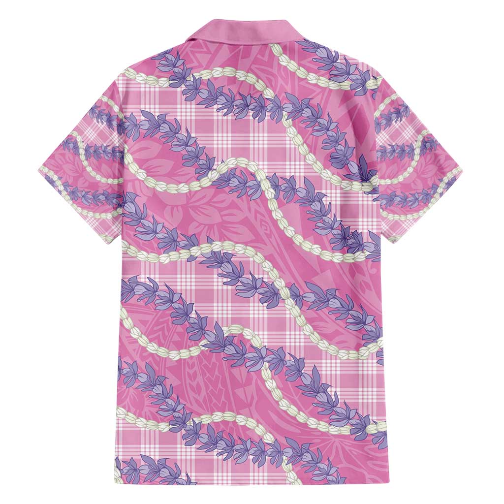 Pink Hawaii Palaka Honohono Pikake Family Matching Off Shoulder Maxi Dress and Hawaiian Shirt Hawaiian Orchid Lei Polynesian Pattern - Polynesian Pride