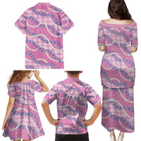 Pink Hawaii Palaka Honohono Pikake Family Matching Puletasi and Hawaiian Shirt Hawaiian Orchid Lei Polynesian Pattern - Polynesian Pride