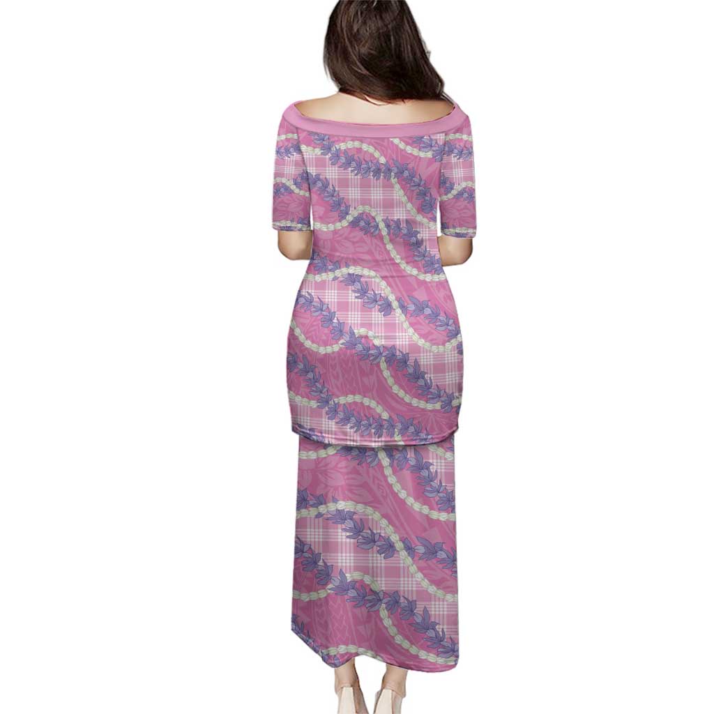 Pink Hawaii Palaka Honohono Pikake Family Matching Puletasi and Hawaiian Shirt Hawaiian Orchid Lei Polynesian Pattern - Polynesian Pride