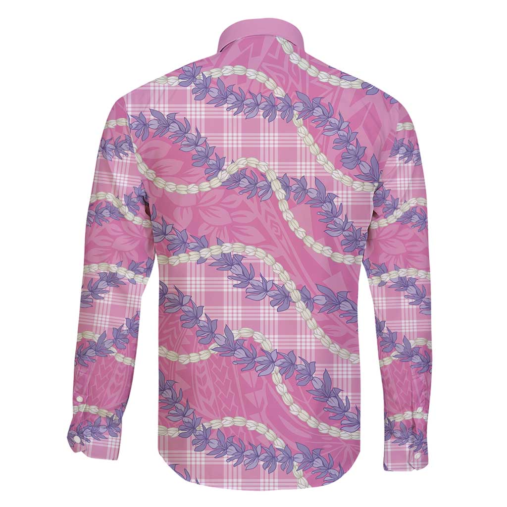 Pink Hawaii Palaka Honohono Pikake Family Matching Short Sleeve Bodycon Dress and Hawaiian Shirt Hawaiian Orchid Lei Polynesian Pattern - Polynesian Pride